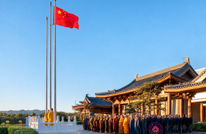 中国佛学院举行升国旗仪式 庆祝中华人民共和国成立 77 周年